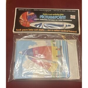 Vintage 1990 Creative Classics Picture Points Tuck n' Cut Yarn‎ Kit Sailboat